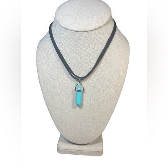 NEW Boho Festival Choker Turquoise Hexagonal Stone Pendant - Picture 5 of 9